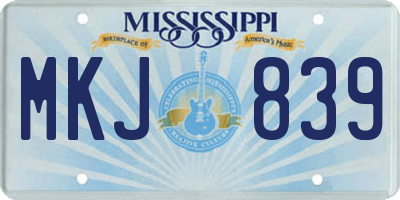 MS license plate MKJ839