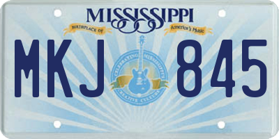 MS license plate MKJ845