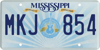 MS license plate MKJ854