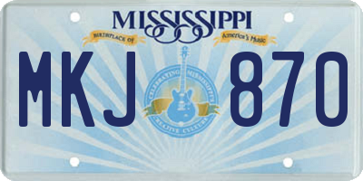 MS license plate MKJ870