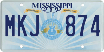 MS license plate MKJ874
