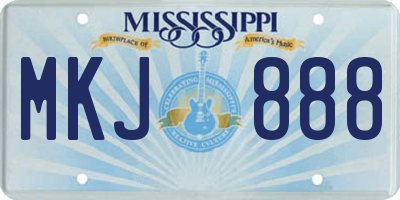 MS license plate MKJ888