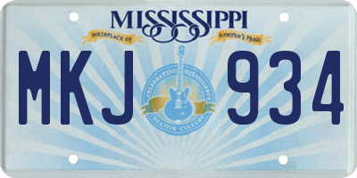 MS license plate MKJ934