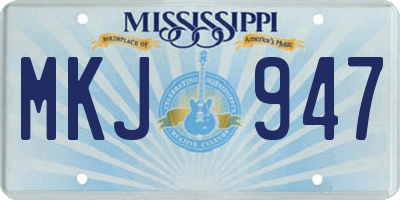 MS license plate MKJ947