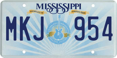 MS license plate MKJ954