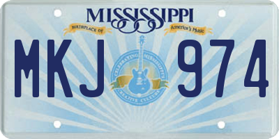 MS license plate MKJ974