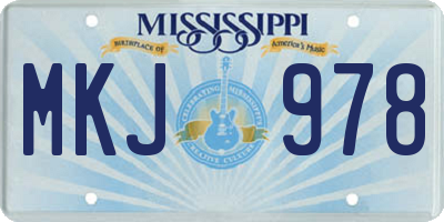 MS license plate MKJ978