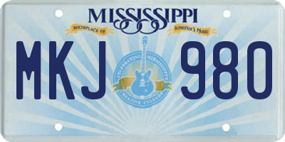 MS license plate MKJ980