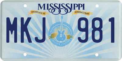 MS license plate MKJ981