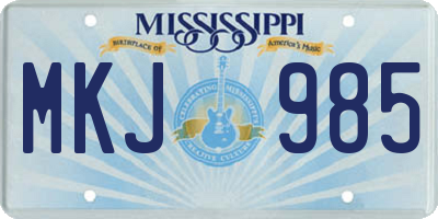 MS license plate MKJ985
