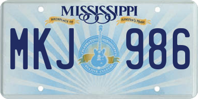 MS license plate MKJ986
