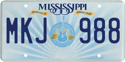 MS license plate MKJ988
