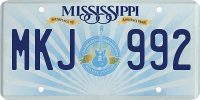 MS license plate MKJ992
