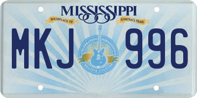 MS license plate MKJ996