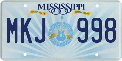 MS license plate MKJ998