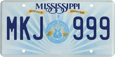MS license plate MKJ999