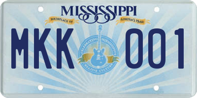 MS license plate MKK001