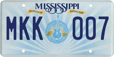 MS license plate MKK007