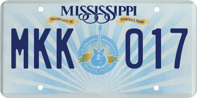 MS license plate MKK017
