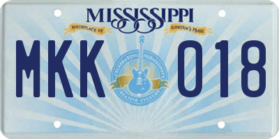 MS license plate MKK018