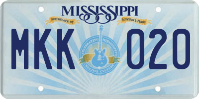 MS license plate MKK020