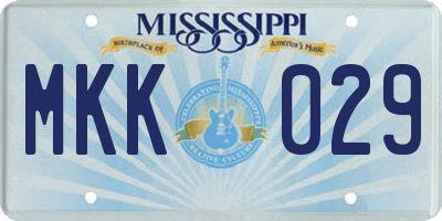 MS license plate MKK029