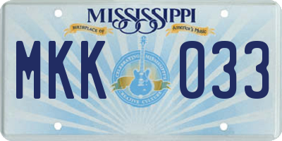 MS license plate MKK033