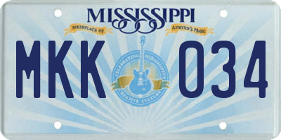 MS license plate MKK034