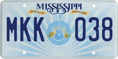 MS license plate MKK038