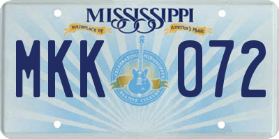 MS license plate MKK072