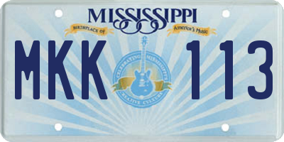 MS license plate MKK113