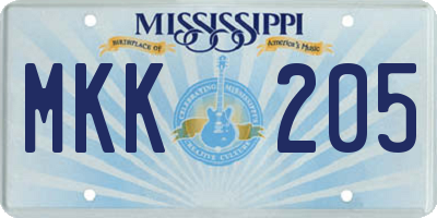 MS license plate MKK205