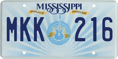 MS license plate MKK216