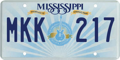 MS license plate MKK217
