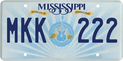 MS license plate MKK222
