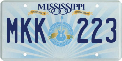 MS license plate MKK223