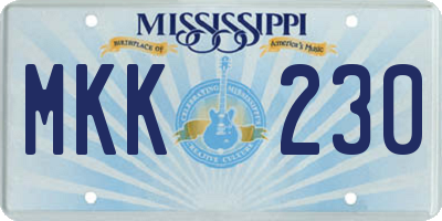 MS license plate MKK230