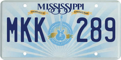 MS license plate MKK289