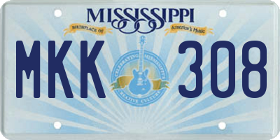 MS license plate MKK308