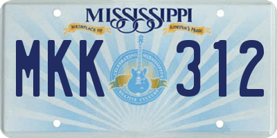 MS license plate MKK312