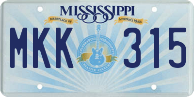 MS license plate MKK315