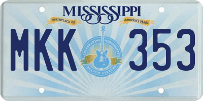 MS license plate MKK353