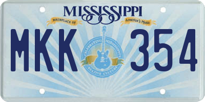 MS license plate MKK354