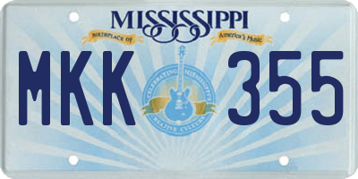 MS license plate MKK355