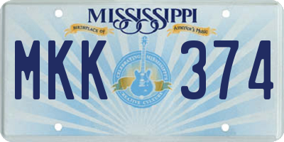 MS license plate MKK374