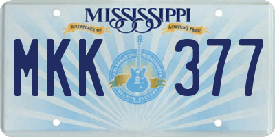 MS license plate MKK377