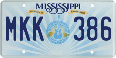 MS license plate MKK386