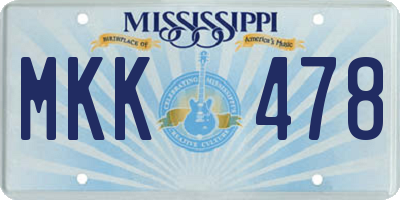MS license plate MKK478
