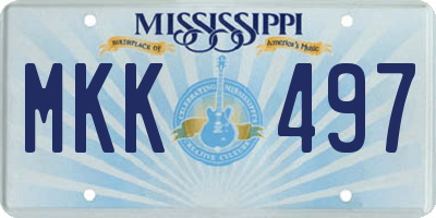 MS license plate MKK497