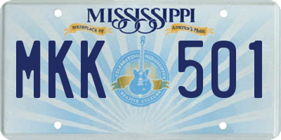 MS license plate MKK501
